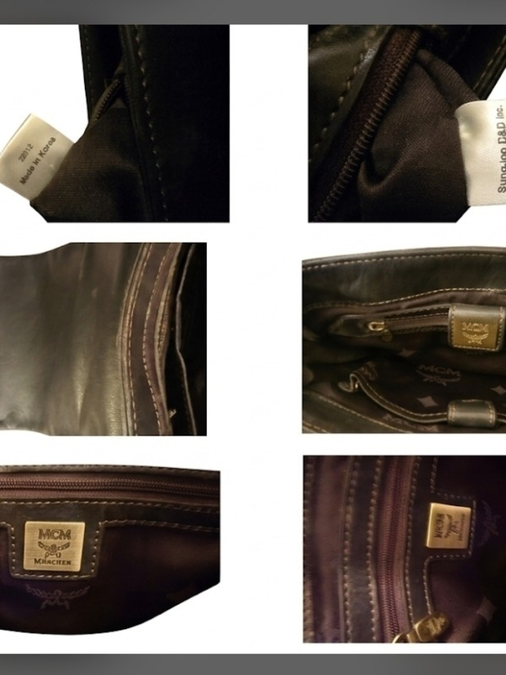 MCM Black Leather Messenger Bag with Brown Striped Strap-EUC! - Picture 5 of 5